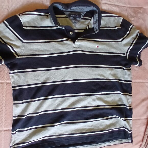 Tommy Hilfiger blue striped polo - Picture 1 of 3